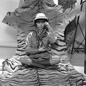 Barbara Feldon Nude - In advertisement for Revlon American actress Barbara Feldon poses dressed  in jungle garb and seated on tiger fur New York New York 1965 | å†™çœŸ, ãŠã™ã™ã‚