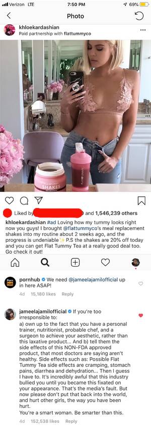 Girls Do Porn Khloe - PornHub and Jameela Jamil calling Khloe Kardashian out on her bullshit. :  r/quityourbullshit