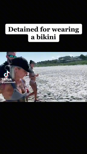 horny lesbians in nude beach - Woman is detained for wearing a bikini on a beach : r/PublicFreakout