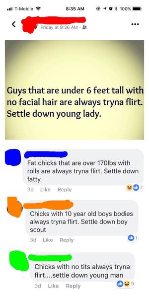 no tits fat hairy girl - A girl I know (red) posted this... a few guys responded pretty  appropriately.