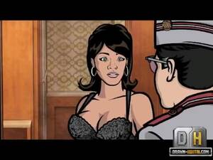Lingerie Cartoon Porn - Brunette Bombshell From Archer Porn In Sexy Lingerie And Nylons Jumping On  A Dick
