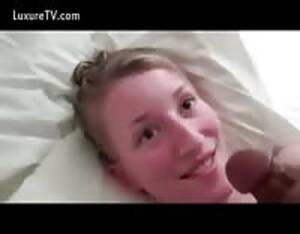 amateur college facial - Nervous amateur college girl tugging her man for a facial cumshot - LuxureTV