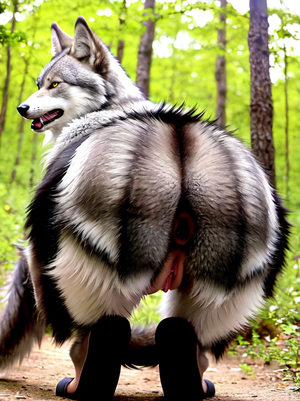 Anthro Feral Yiff Porn - Rule 34 - ai generated anus behind view feral fluffy fur furry pussy  squatting stable diffusion wolf | 7786453