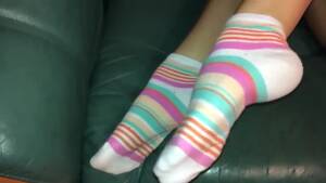Foot Hentai Porn Rainbow Socks - Amateur sweetie removes cute socks and bares her sexy feet - Feet9