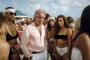 couple nude beach blowjob - Little St. Jeffrey Epstein's Beach Bash imagined by AI... :  r/interestingasfuck