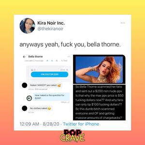 Bella Thorne Blowjob - Bella Thorne may have done wrong, but what's more stupid is when people  decide to pay $200 for a picture : r/unpopularopinion