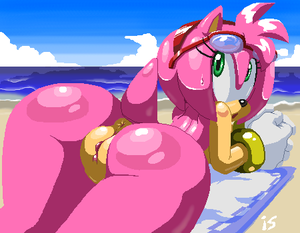 Furry Porn Amy Rose Big - Rule 34 - amy rose animal ears anthro anus ass back view beach big ass  clitoris female female only fur furry furry only glasses green eyes hair  hairband handwear hedgehog hotred looking