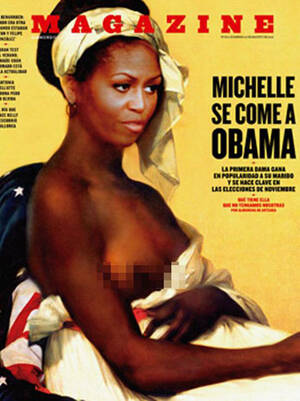 Michelle Obama Tits - Michelle Obama Portrayed as a Topless Slave on Spanish Magazine Cover
