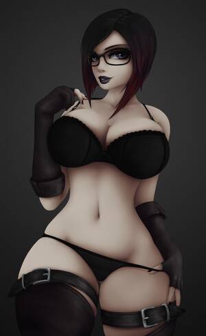 big goth tits bra - Rule 34 - 1girls big breasts bra breasts cleavage female female only  glasses goth gothic impracticalart large breasts panties solo | 4209581