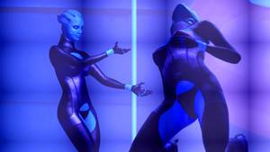 Mass Effect Blue Alien Girl Porn - ... Asari strippers in skintight catsuits with peek-a-boo slots over their  breasts and groins, ...