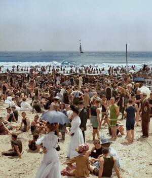 naked tanning beach bikini - A crowded beach in Atlantic City, New Jersey, United States, 1908,  colorized. : r/Damnthatsinteresting