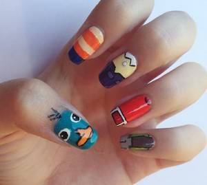 Candos Phineas And Ferb Porn - Aug 7: Day 3 Character Nails Phineas, Ferb, Candace, Jeremy and Perry