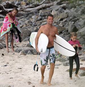 aloha nude beach - Shirtless Pete Evans takes his daughters surfing on Bondi beach | Daily  Mail Online