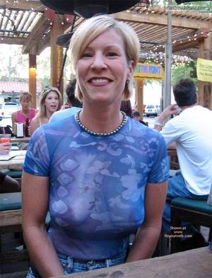 mature big nipples in public - A mature wearing a sheer blouse in public is so HOT!
