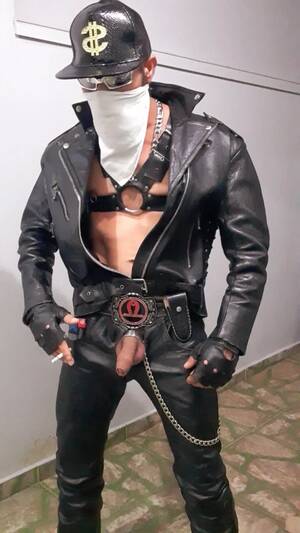 Gay Leather Captions Porn - Scally Cowboy full leather smoking marlboro, harness - ThisVid.com