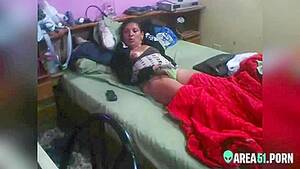 latina mom masturbating - Latina mom caught masturbating on hidden cam while lying on the bed |  AREA51.PORN