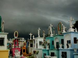 Grave Yard Hispanic - MÃ©rida YucatÃ¡n MÃ©xico main cemetery on a cloudy day.