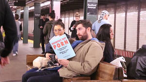 Definitely Not Porn - Check out the how the public react to guy reading naughty fake books on the  train