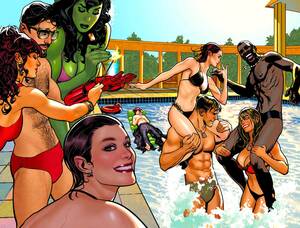 hairy nudist beach party - Avengers Pool Party\