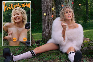 Miley Cyrus Celebrity Porn Tabloid - Miley Cyrus poses topless for Interview magazine