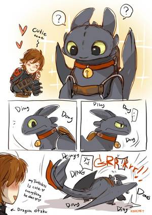 Hiccup And Toothless Porn Comics - Toothless with a bell tied to his neck. This is possible the cutest Toothless  cartoon I've ever seen!