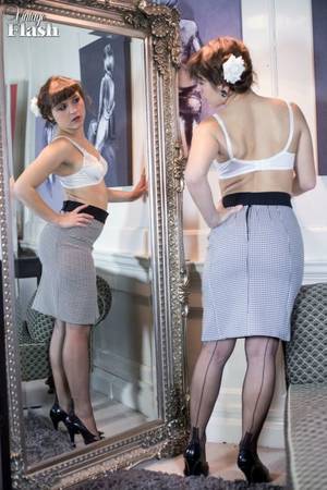 Fashion Nylon Porn - Hot little brunette Rosie-Ann is so cute and fuckable in her suspenders,  seamed nylon stockings and heels. See this all natural girl stripping and  ...