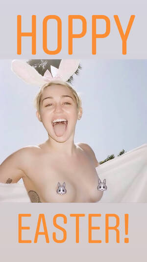 Miley Cyrus Porn Captions - Miley Cyrus poses topless with two bunny emojis covering her nipples as she  celebrates Easter with throwback snap | The Sun