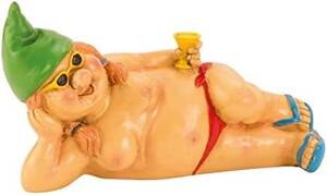 Antique Nudist Porn - Dwarf Topless with Green Hat 23 cm Lying Down Figure Female Garden Gnome  Nudist : Amazon.de: Garden