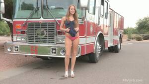 Fire Truck - Red Hot Amateur Naked Outdoors on a Firetruck | Any Porn