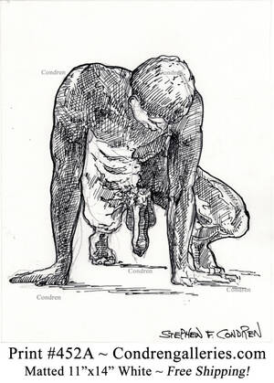 Big Dick Porn Pencil Drawings - Nude Gay Male (703Z) Large Penis Pen & Ink Drawing â€¢ Condren Galleries