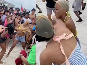 naked beach huge - Florida spring break chaos as bikini-clad women brawl on beach and party in  streets - The Mirror US