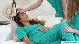 brunette lesbian nurses sex - 3 nurses practice their bedside manners and a brunette asks the busty  latina to strip off.They suck tits and one facesits her as other licks her  pussy - XNXX.COM