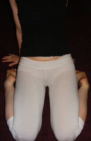 Akron Pussy - Lovely cameltoe seen through white leggins no panties underneath.