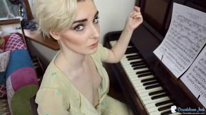 Girls With Small Tits Downblouse - Piano playing British girl has her small tits exposed