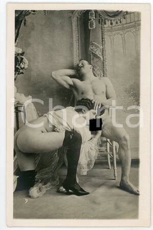 1910s erotica - 1910 ca VINTAGE EROTIC Couple in a boudoir - Oral sex *RARE PORN Photo 9x14