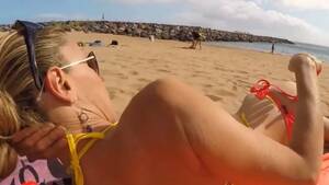 hot tranny cock sunbathing - A WALK by the beach masturbating her cock till she cums watch online