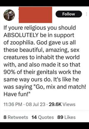 Bestiality Religion Porn - Please do not the animals : r/BrandNewSentence