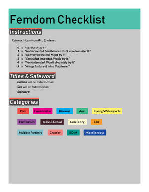 f m spanking checklist - Femdom Checklist - PDFCOFFEE.COM