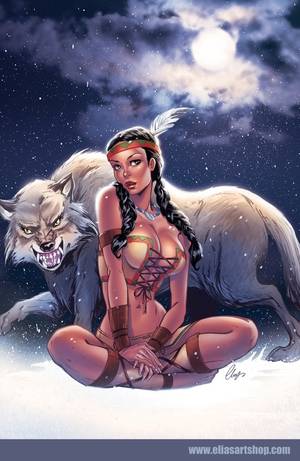 native american cartoon girl nude - Pocahontas - Native American w/her pet by Elias Chatzoudis