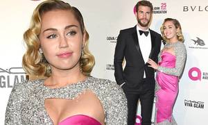 Miley Cyrus Schoolgirl Porn - Oscars 2018: Miley Cyrus and Liam Hemsworth attend Elton John bash | Daily  Mail Online