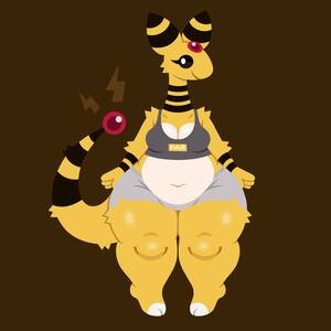 Female Ampharos Porn - 250586 - safe, artist:naycelium, ampharos, fictional species, mammal,  anthro, nintendo, pokÃ©mon, big belly, bottomwear, clothes, female, shorts,  slightly chubby, solo, solo female, tail, tank top, thick thighs, thighs,  topwear, wide hips - Furbooru