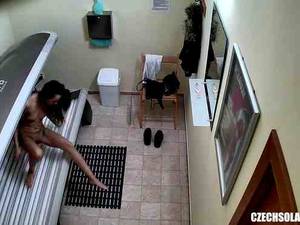 hidden spy cam sex video - HQ spycam in solarium - solo girl