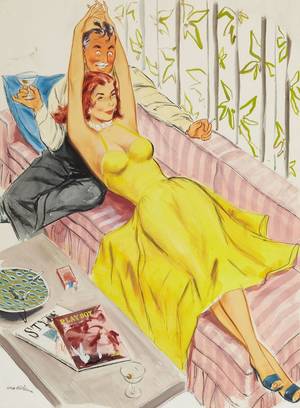 lesbian xxx rated cartoons 60s - Playboy cartoon illustration, page 31, August 1955