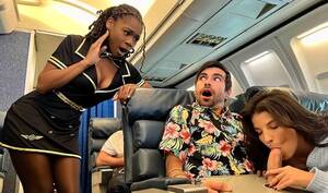 airplane sex - The guy arranged a group sex with a girlfriend and a pretty mulatto - free  porn HD
