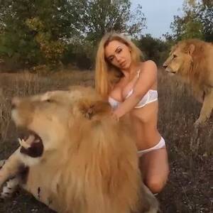 Lion Sign - Porn star Katya Sambuca causes outrage by posing in lingerie next to huge  lions for photo shoot - World News - Mirror Online