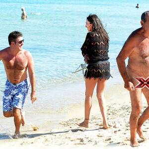 glf on nude beach sex - Simon Cowell and Lauren Silverman actor crack up after seeing nudist on  beach - Mirror Online