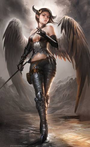 Fantasy Anime Evil Angels Porn - Fallen by *sakimichan on deviantART, Angel, wings, female beauty, fantasy  art