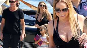 Mariah Carey Boobs Porn - Mariah Carey takes her super cleavage on a boat trip alongside fiancÃ© James  Packer and her children - Mirror Online