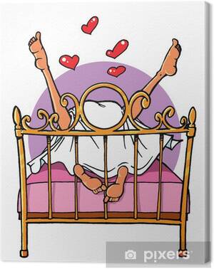 Im Cartoon Porn - Canvas Print cartoon sex - men and women in bed - PIXERS.CA