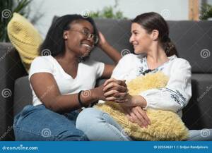 Beautiful Black Lesbians - Young Beautiful Mixed Race Lesbian Couple of Black African and Caucasian  Woman Sitting on the Floor of Their Home and Enjoying Stock Image - Image  of feminine, affection: 225546311